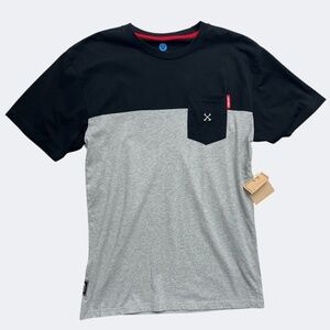 Vast in4mation Shirt Mens‎ Medium Black Gray Colorblock Pocket Tee Surf Skate